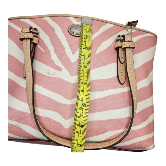 Coach Pink Peyton Zebra Stripe Small Tote with Silver Accents - Picture 7 of 11
